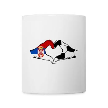 Serbia Football Flag Hands Heart Shape - Mug - white - Front