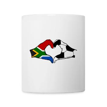 Afrique du Sud Football Drapeau Mains Coeur Forme - Mug blanc - blanc - Devant