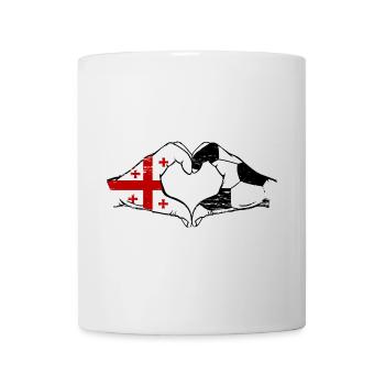 Georgien Fussball Flagge Haende Herzform used - Tasse - Weiß - Vorne