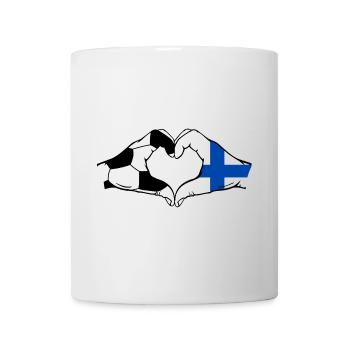 Finland Football Flag Hands Heart Shape - Mug - white - Front