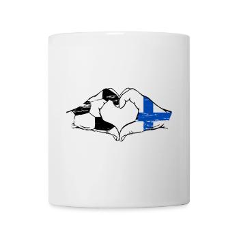 Finlande Football Drapeau Mains Coeur Forme Utilisé - Mug blanc - blanc - Devant