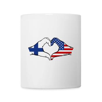 Finlande États-Unis Drapeau Mains Coeur Forme - Mug blanc - blanc - Devant