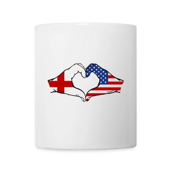 England USA Flag Hand Heart Shape - Mug - white - Front
