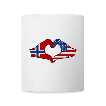 Norvège États-Unis Drapeau Main Coeur Forme - Mug blanc - blanc - Devant