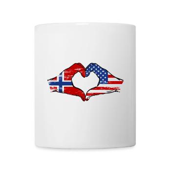 Norway USA Flag Hand Heart Shape Used - Mug - white - Front