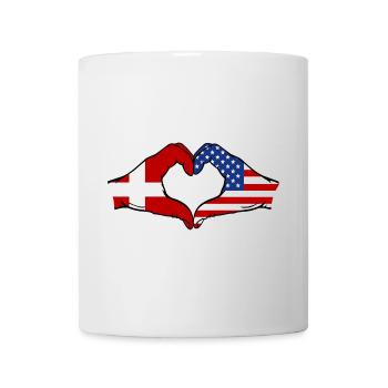 Danemark, États-Unis, Drapeau, Main, Coeur - Mug blanc - blanc - Devant