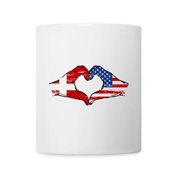 Dänemark USA Flagge Haende Herzform used - Tasse - Weiß - Vorne