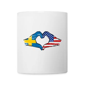 Suède USA Drapeau Mains Coeur Forme Utilisé - Mug blanc - blanc - Devant