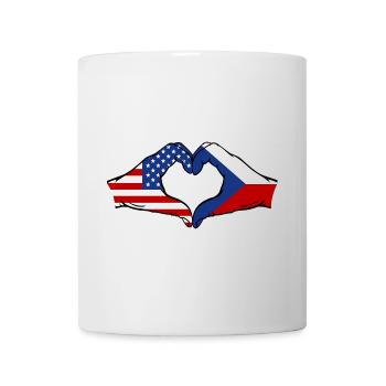 États-Unis République tchèque drapeau main coeur forme - Mug blanc - blanc - Devant