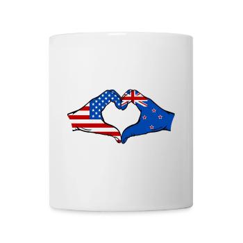 États-Unis, Nouvelle-Zélande, drapeau, main, forme de coeur - Mug blanc - blanc - Devant