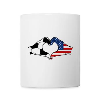 USA Fussball Herz Haende - Tasse - Weiß - Vorne