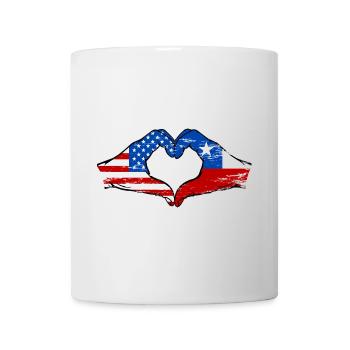 USA Chile Flag Hand Heart Shape Used - Mug - white - Front