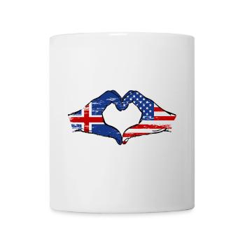 Iceland USA Flag Hands Heart Shape Used - Mug - white - Front