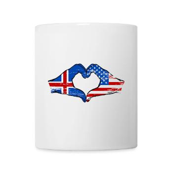 Iceland USA Flag Hand Heart Shape - Mug - white - Front