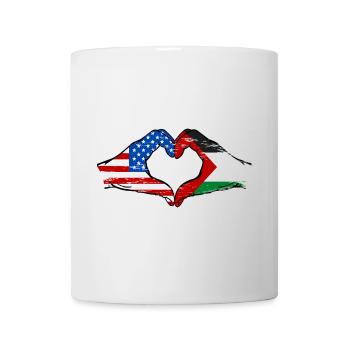 USA Palaestina Flagge Haende Herzform used - Tasse - Weiß - Vorne