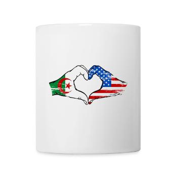 Algeria USA Flag Hands Heart Shape Used - Mug - white - Front