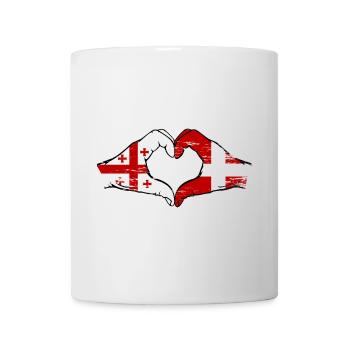 Georgien Daenemark Flagge Haende Herzform used - Tasse - Weiß - Vorne