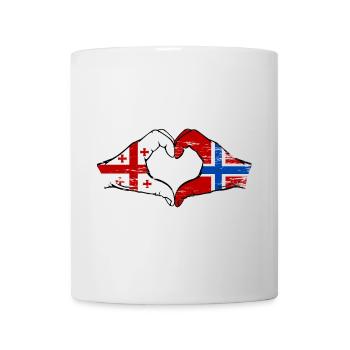 Georgien Norwegen Flagge Haende Herzform used - Tasse - Weiß - Vorne
