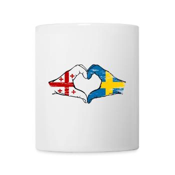 Georgien Schweden Flagge Haende Herzform used - Tasse - Weiß - Vorne