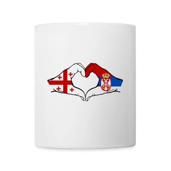 Georgien Serbien Flagge Haende Herzform - Tasse - Weiß - Vorne