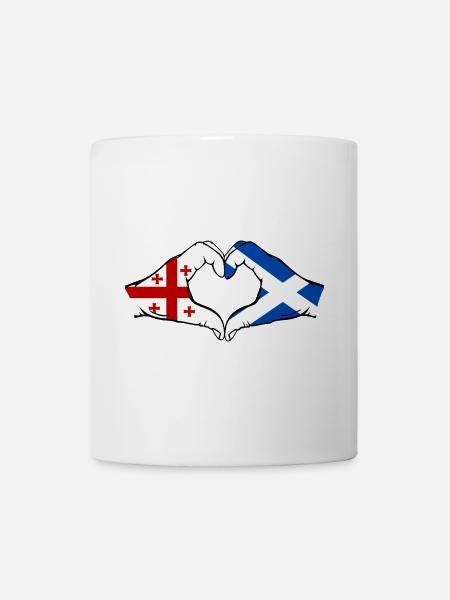 Géorgie Ecosse Drapeau Mains Coeur Forme - Mug blanc - blanc