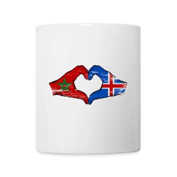 Maroc Islande Drapeau Mains Coeur Forme Utilisé - Mug blanc - blanc - Devant
