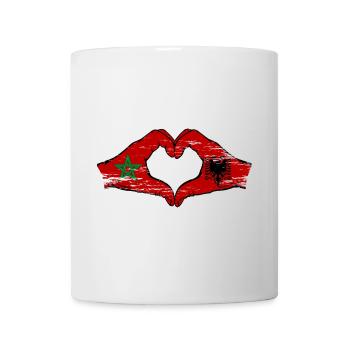 Maroc Albanie Drapeau Mains Coeur Forme Utilisé - Mug blanc - blanc - Devant