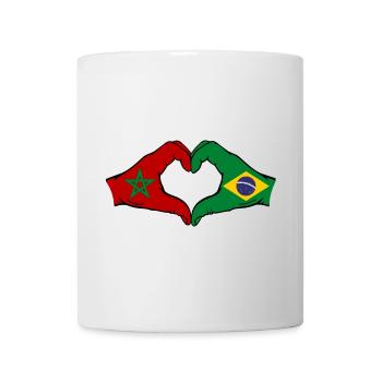 Maroc Brésil Drapeau Mains Coeur Forme - Mug blanc - blanc - Devant