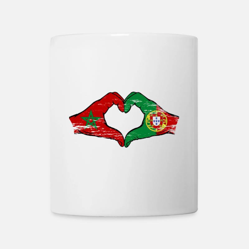 Maroc Portugal drapeau mains forme coeur utilisé - Mug blanc - blanc
