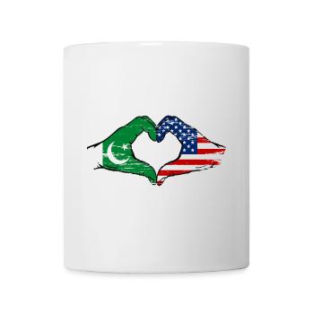 Pakistan USA Flag Hand Heart Shape Used - Mug - white - Front