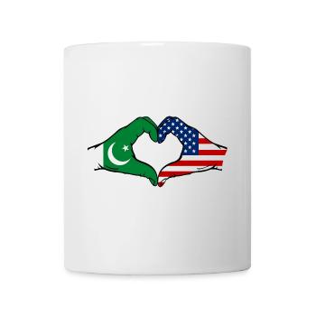 Pakistan États-Unis drapeau mains forme coeur - Mug blanc - blanc - Devant