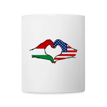 Ungarn USA Flagge Haende Herzform - Tasse - Weiß - Vorne