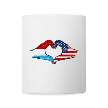 Luxembourg USA Drapeau Main Coeur Forme - Mug blanc - blanc - Devant