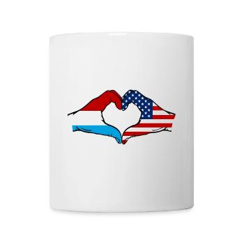 Luxembourg USA Flag Hand Heart Shape - Mug - white - Front