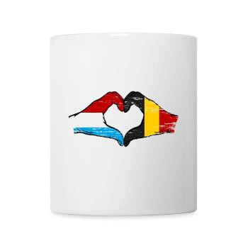 Luxembourg Belgique Drapeau Mains Coeur Forme Utilisé - Mug blanc - blanc - Devant