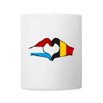 Luxembourg Belgique Drapeau Mains Coeur Forme - Mug blanc - blanc - Devant