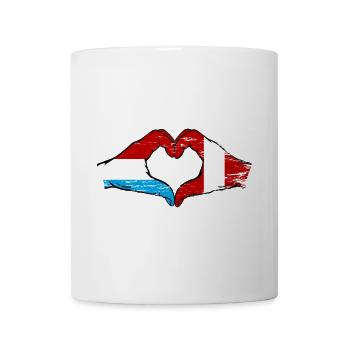 Luxembourg Peru Flag Hands Heart Shape Used - Mug - white - Front