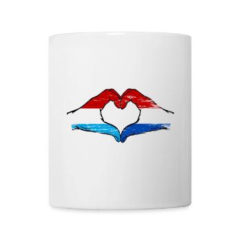 Luxembourg Hollande drapeau mains coeur utilisé - Mug blanc - blanc - Devant