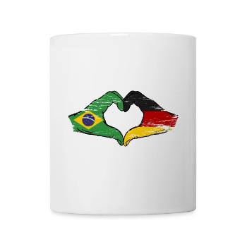 Brasilien Deutschland Flagge Hände Herzform used - Tasse - Weiß - Vorne