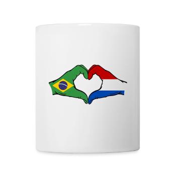 Brésil Hollande drapeau main coeur forme - Mug blanc - blanc - Devant