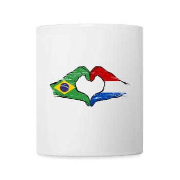 Brésil Hollande drapeau main coeur utilisé - Mug blanc - blanc - Devant