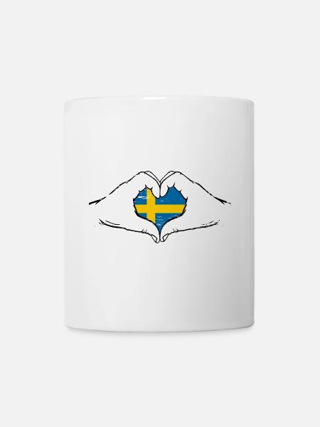Schweden Flagge Herz used - Tasse - Weiß