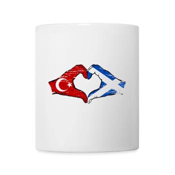 Turkey Scotland flag hands heart shape used - Mug - white - Front