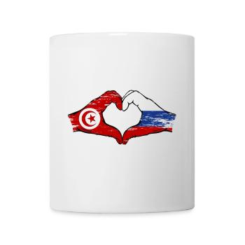 Tunisie Russie Drapeau Mains Coeur Forme Utilisé - Mug blanc - blanc - Devant