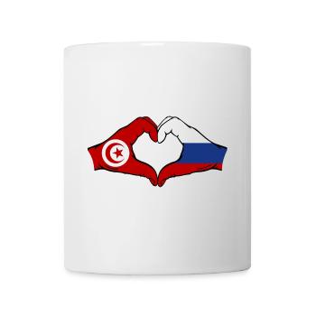 Tunisia Russia Flag Hands Heart Shape - Mug - white - Front