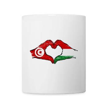 Tunisia Hungary Flag Hands Heart Shape Used - Mug - white - Front