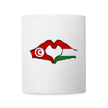 Tunisia Hungary Flag Hands Heart Shape - Mug - white - Front