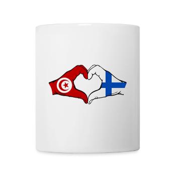 Tunisie Finlande Drapeau Mains Coeur Forme - Mug blanc - blanc - Devant