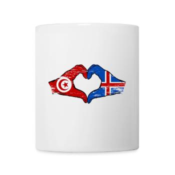 Tunisia Iceland flag hands heart shape used - Mug - white - Front
