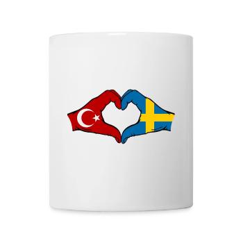 Turquie Suède Drapeau Mains Coeur Forme - Mug blanc - blanc - Devant